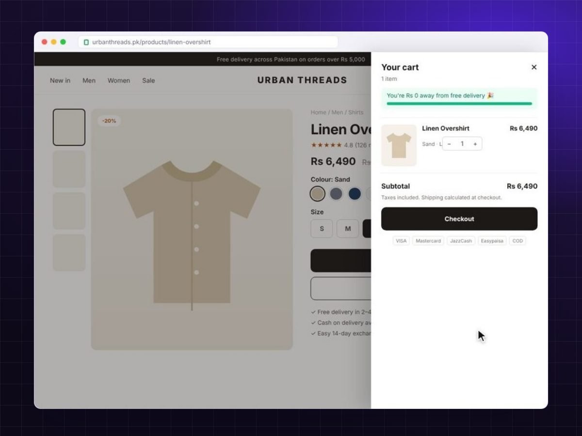 E-commerce store for a clothing brand